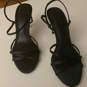 Black silk strap sandals